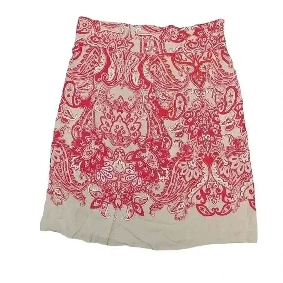 Liz Claiborne Women's Ivory & Red Rayon Floral Print Relaxed Fit Skirt NEW - Picture 5 of 13